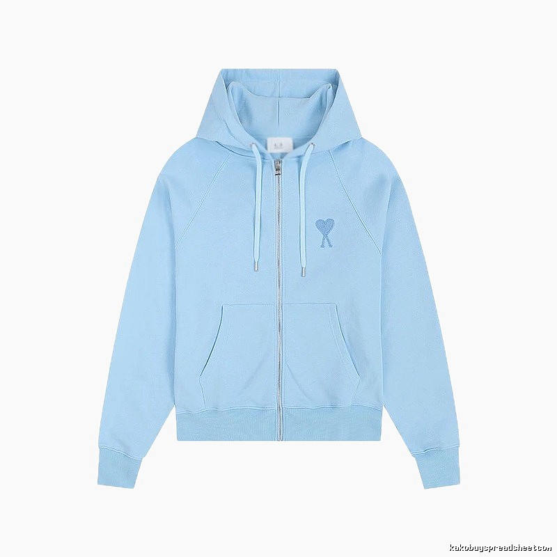 AMI Love Embroidery Light Blue Hoodie