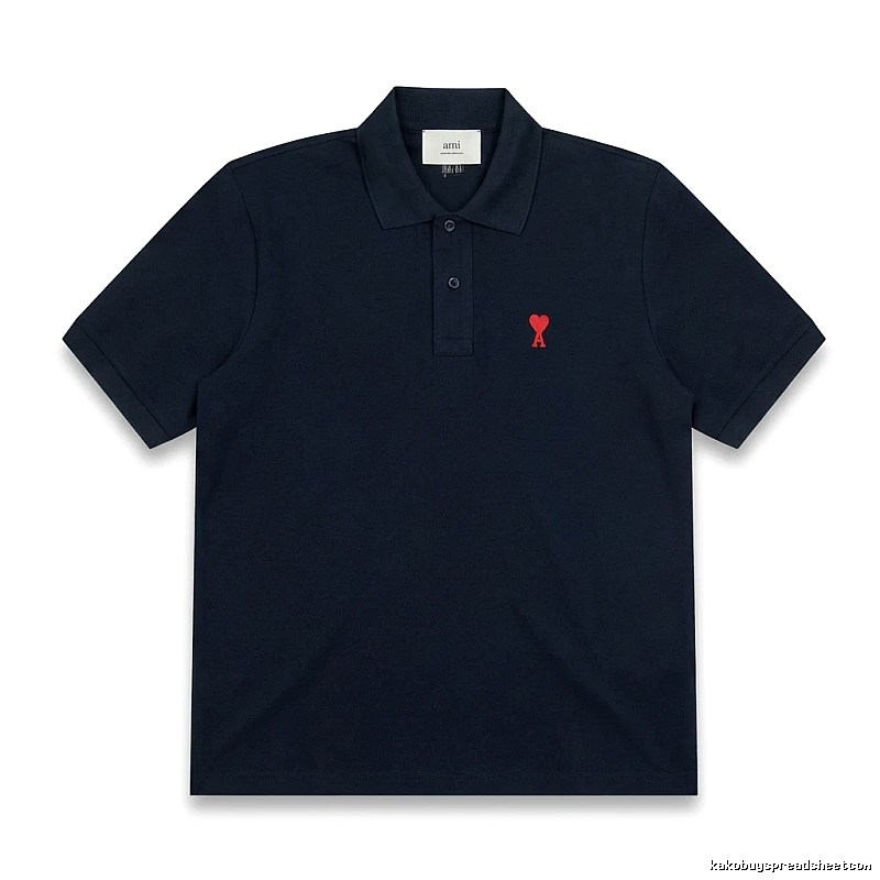 AMI Love Heart Logo Minimalist Style Polo Shirt