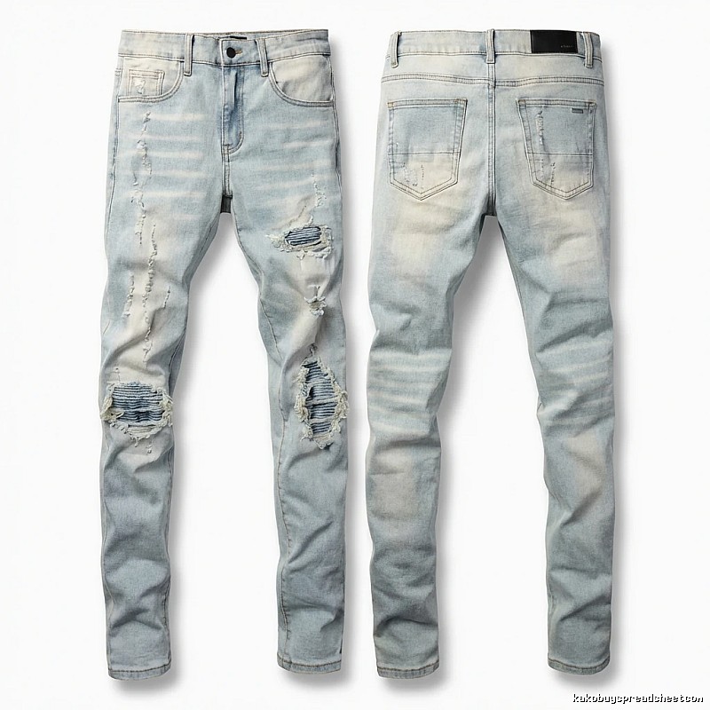 AMI Trendy Light Blue Jeans with Holes