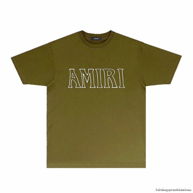 AMIRI Basic Style Trendy and Cool Olive Green T-shirt