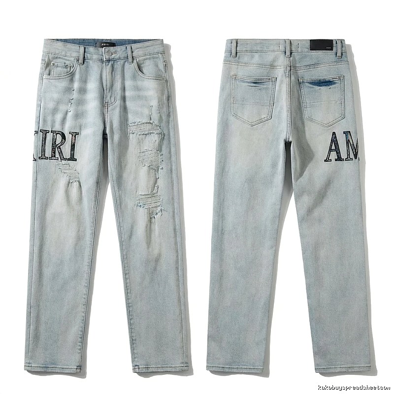AMIRI ripped trendy light blue jeans