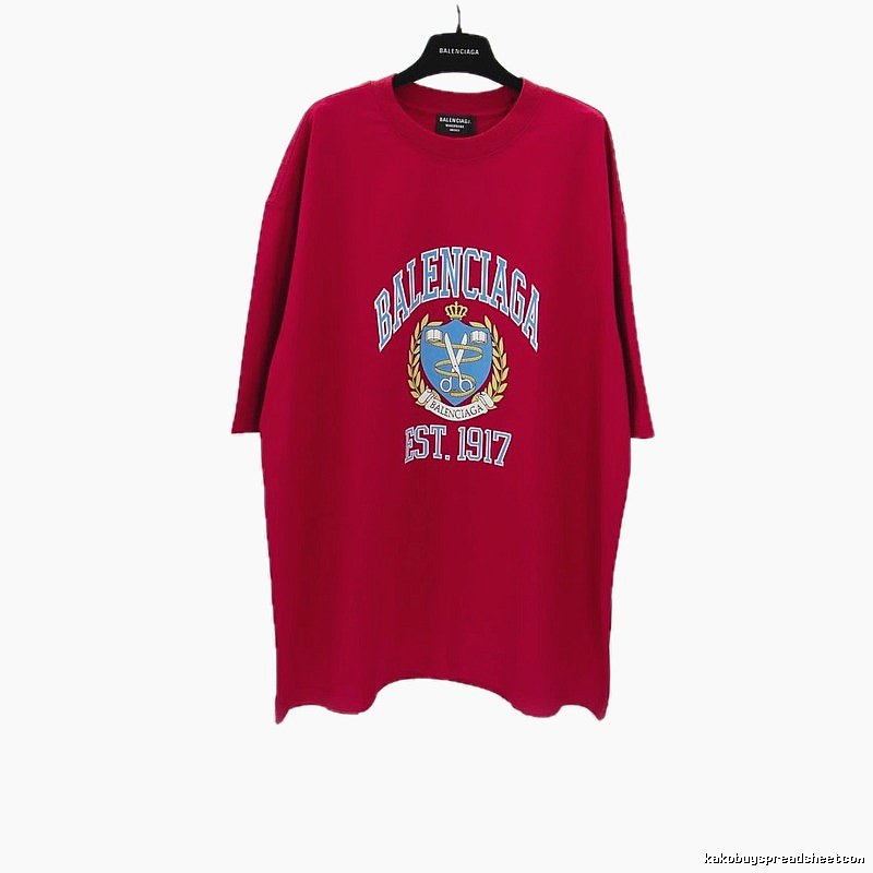 Balenciaga Badge Style Red T-shirt
