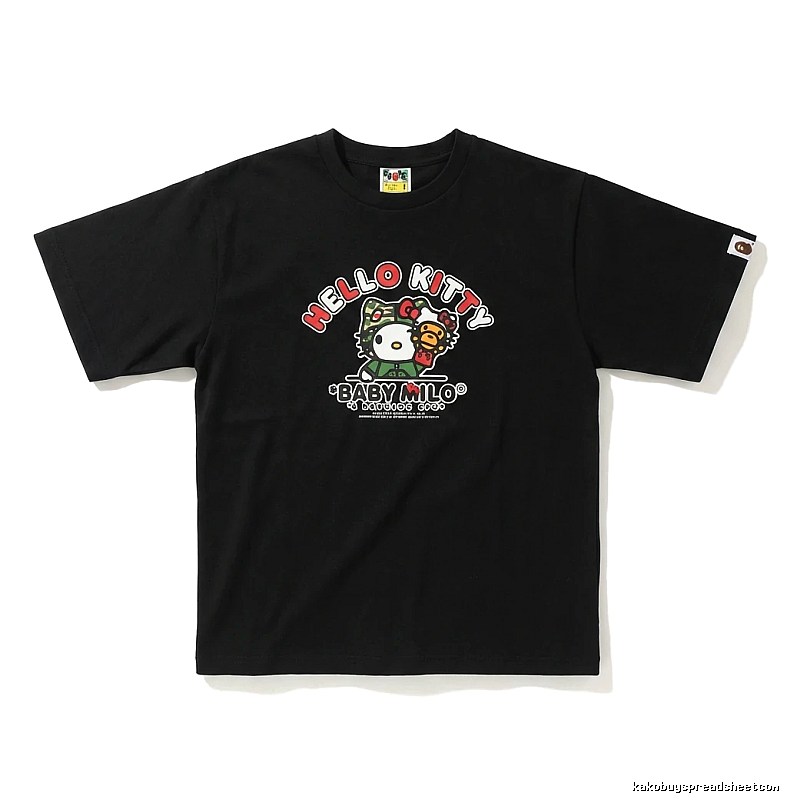 Bape Co-branded Cartoon Style Black T-shirt