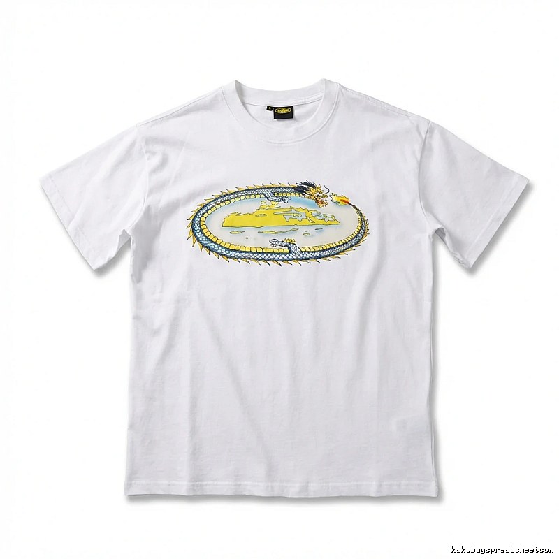 Corteiz Dragon Pattern Trendy White T-shirt