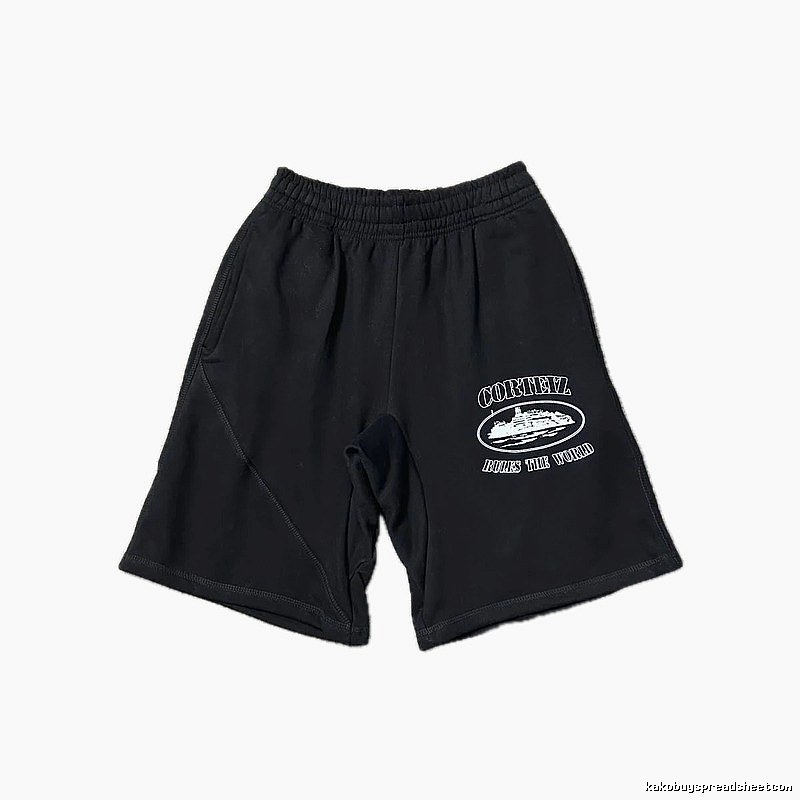 Corteiz retro-style black shorts