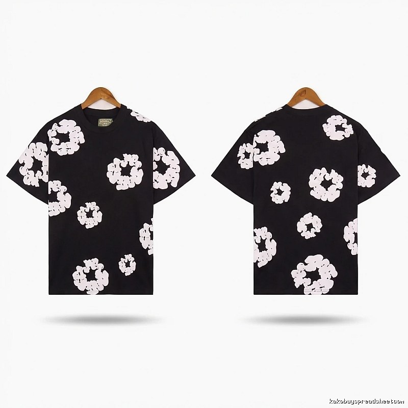 DENIM TEARS Black and White Retro Short-sleeve Shirt