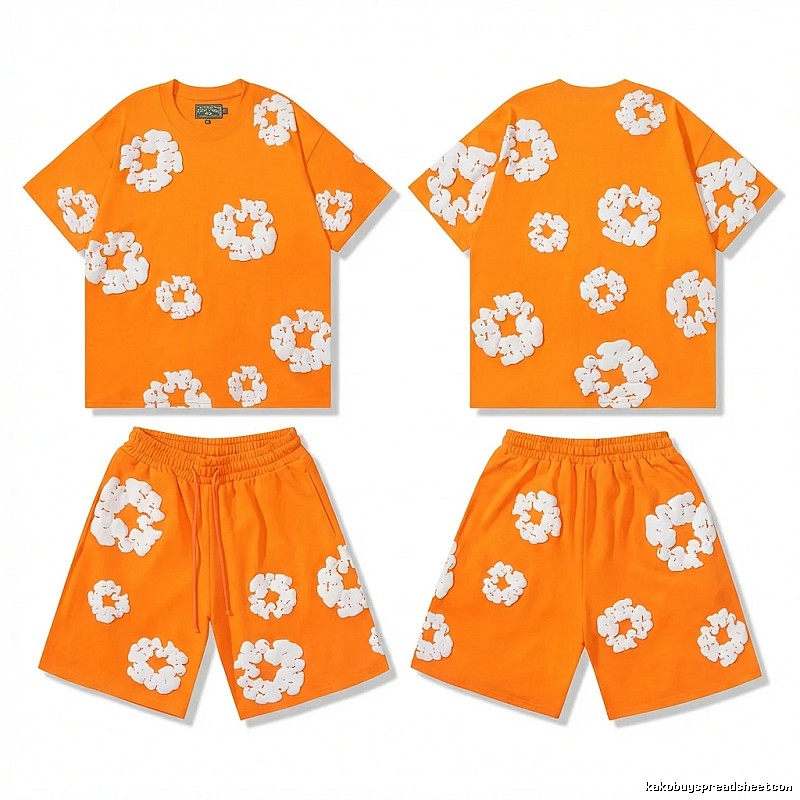 DENIM TEARS Orange and White Floral Wind Suit