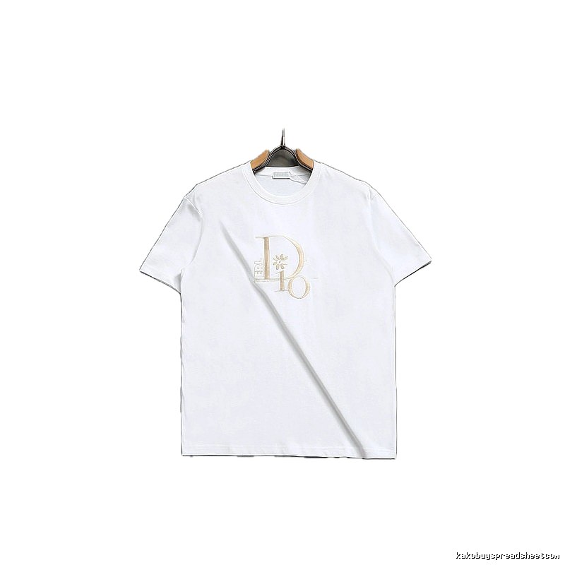 Dior Embroidered Light Luxury Style White T-Shirt