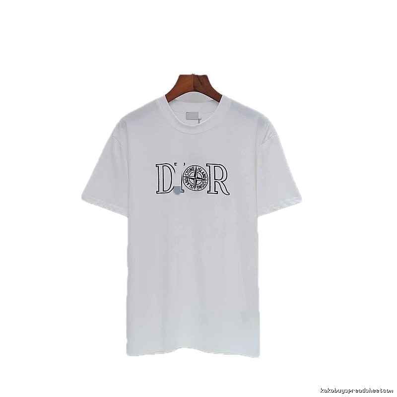 Dior x Stone Island Co-branded Casual Style White T-Shirt