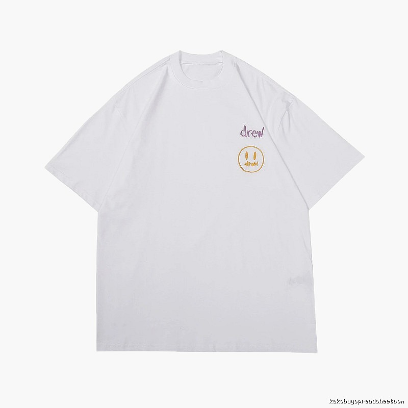 DREW Smiley Embroidered Street Style White T-Shirt