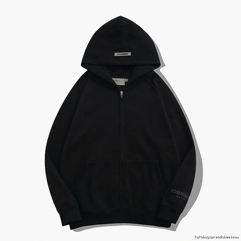 ESSENTIALS minimalist style black hoodie