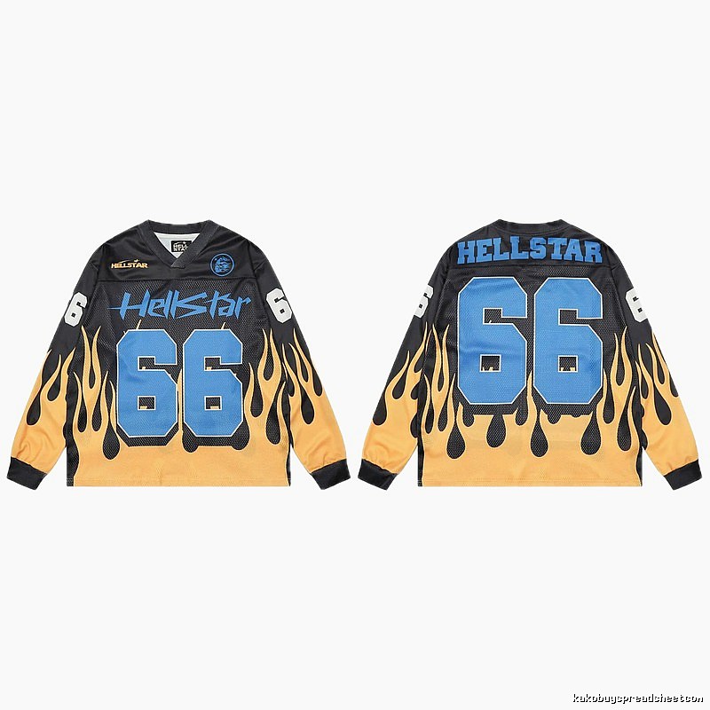 Hellstar No.66 Flame Street Style Black and Yellow Jersey