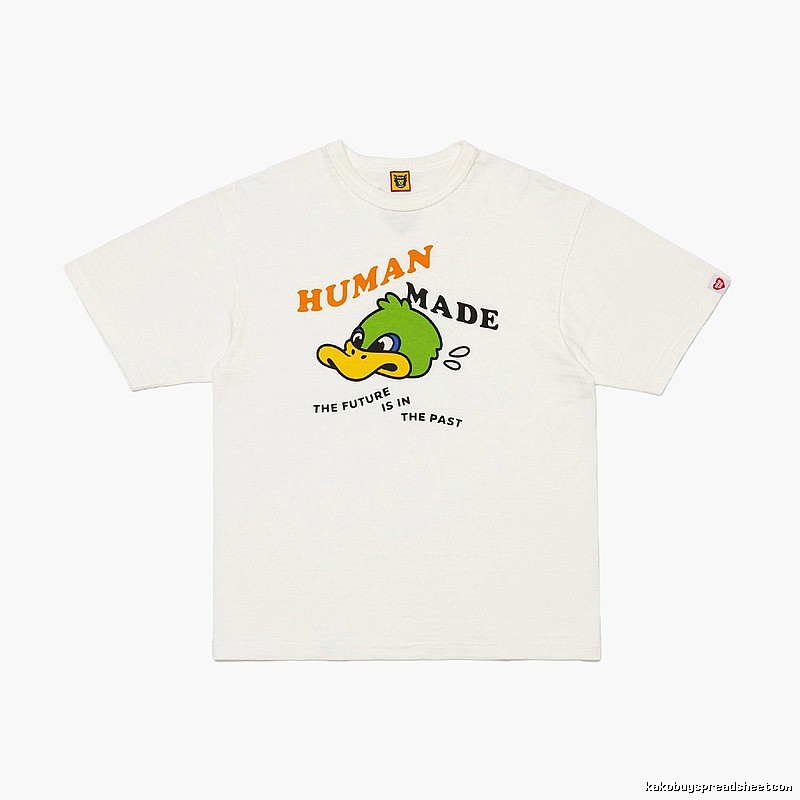 HUMAN MADE Green Duck Print Japanese Streetwear Off-white Short-sleeve T-shirt
