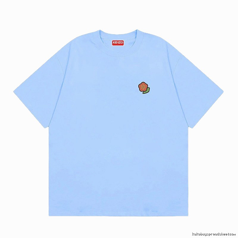 KENZO Embroidered Small Flower Casual Style Light Blue T-Shirt