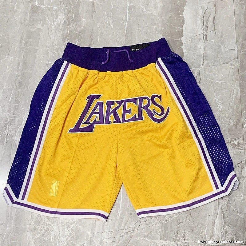 Lakers Classic Basketball shorts Yellow Lakers Mesh for Daily Styling