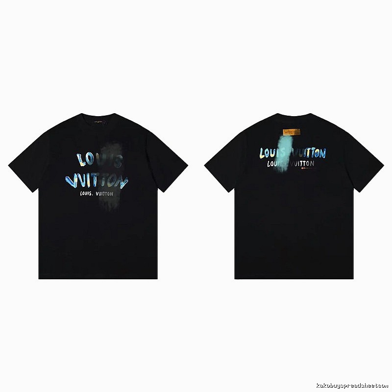 Louis Vuitton Gradient Graffiti Trendy Cool Black Short-sleeve T-shirt