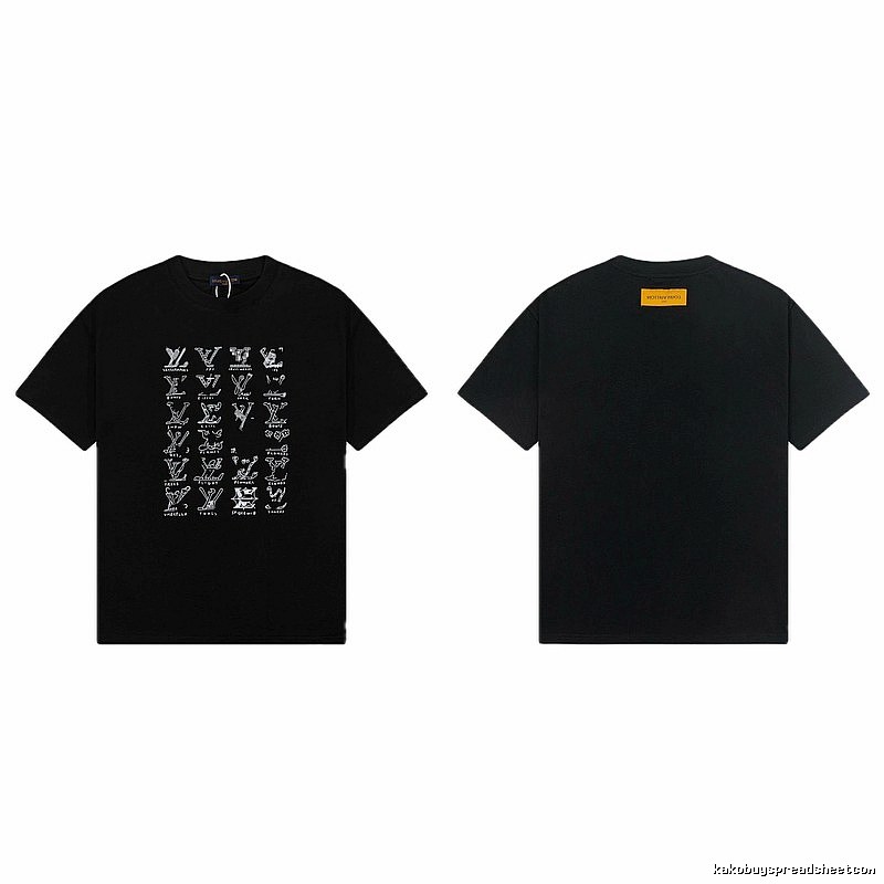 Louis Vuitton Graffiti Trend Style Black Short Sleeve T-Shirt