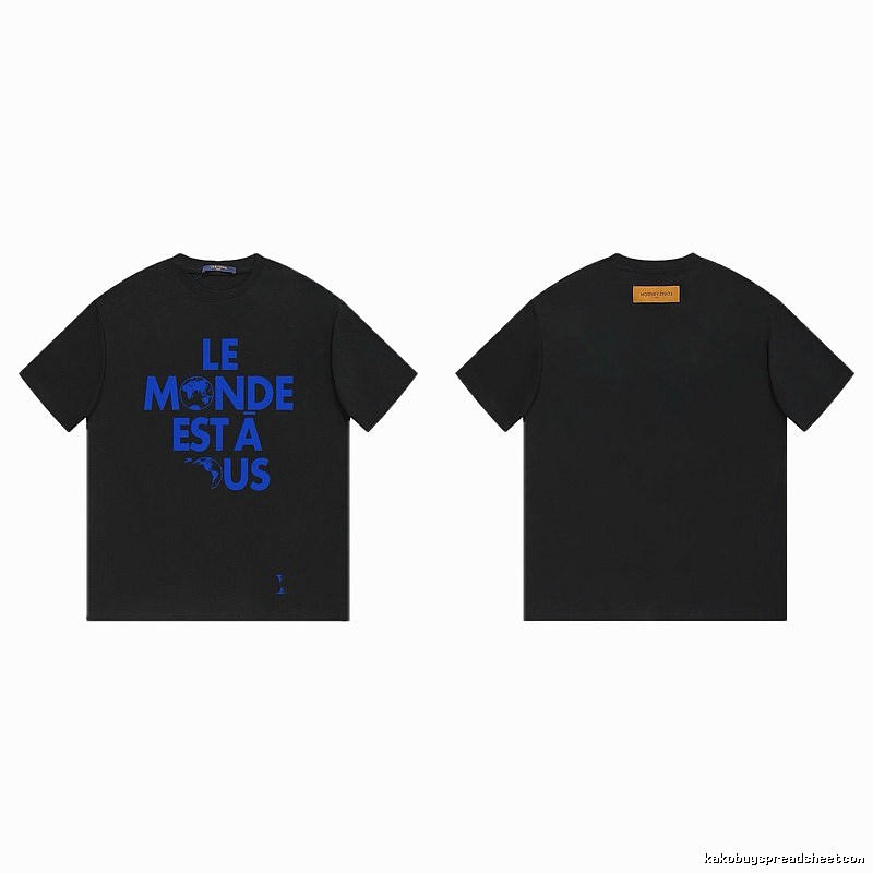 Louis Vuitton Letter Print Cool Trendy Style Black T-shirt