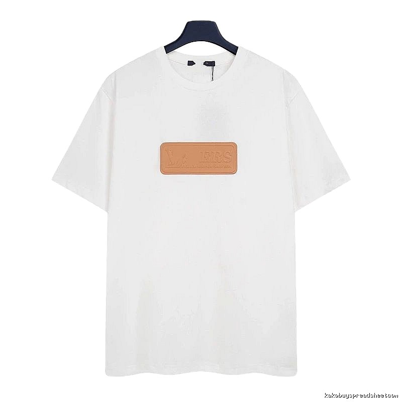 Louis Vuitton Minimalist Style White T-Shirt with Leather Tag