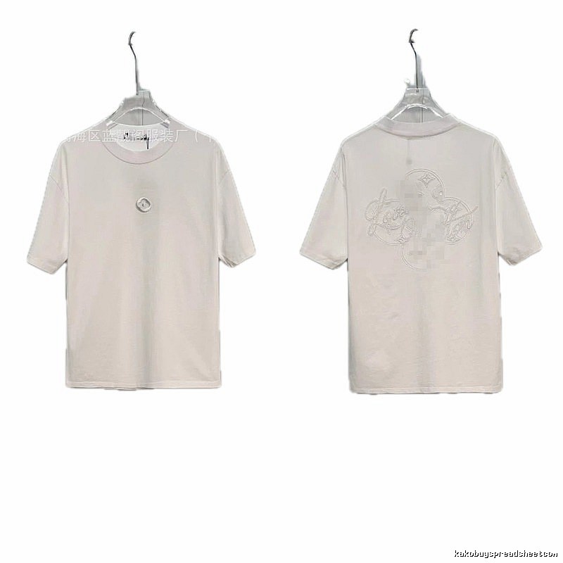Louis Vuitton Monogram Embroidered Trendy Style White T-Shirt