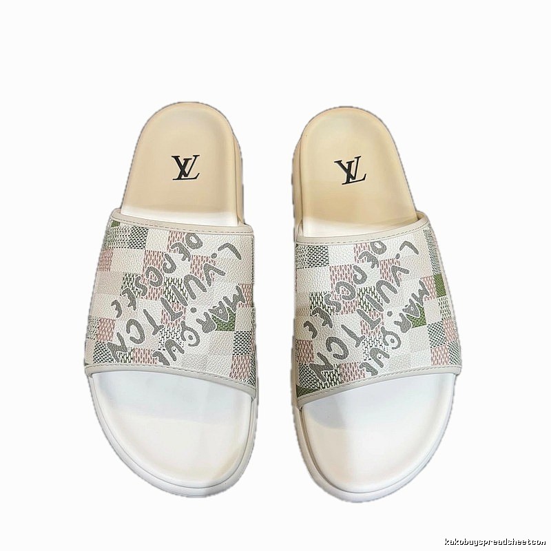 Louis Vuitton Trendy Checkerboard Off-white Slides