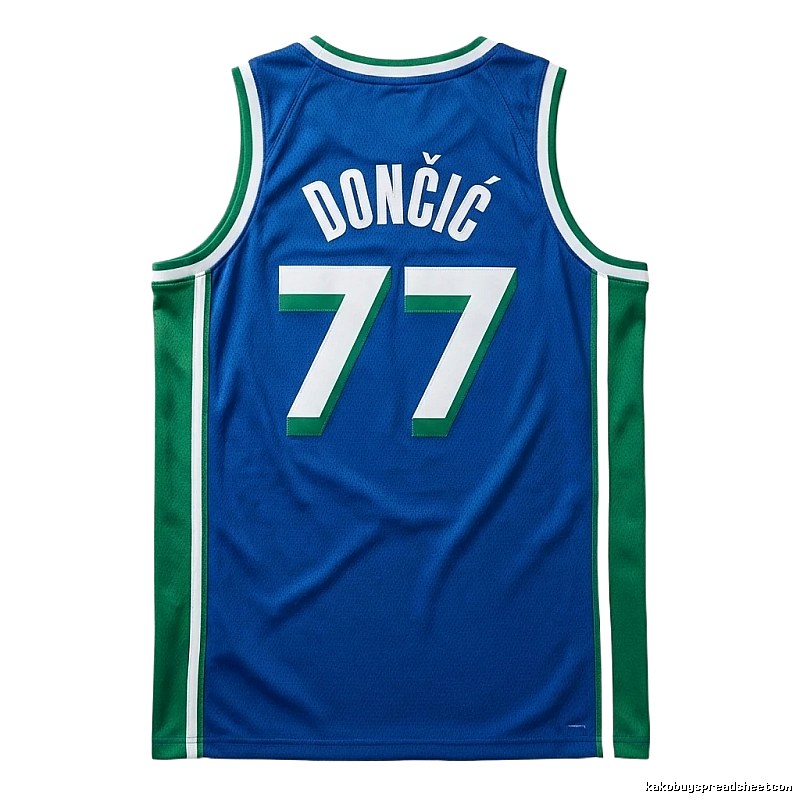 Luka Doncic's No. 77 blue-green basketball jersey