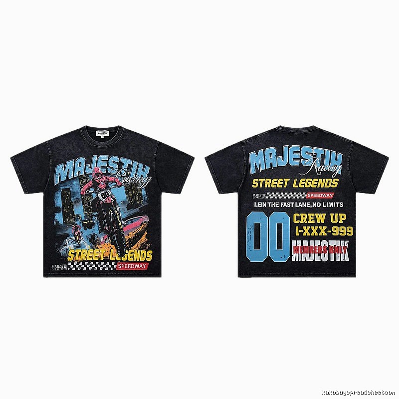 MAJESTIK Racing Vintage Street Black Short Sleeve T-Shirt
