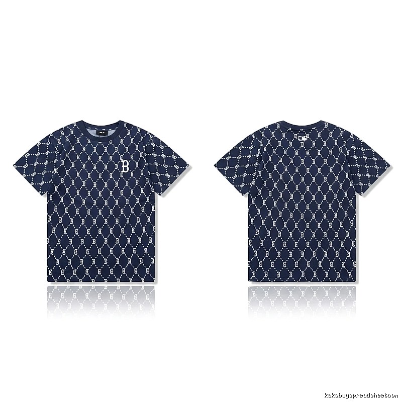 MLB full - printed style navy blue T - shirt