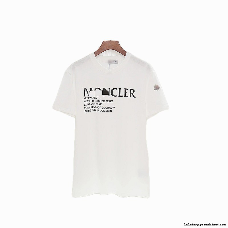Moncler Letter Print Casual Style White T-Shirt