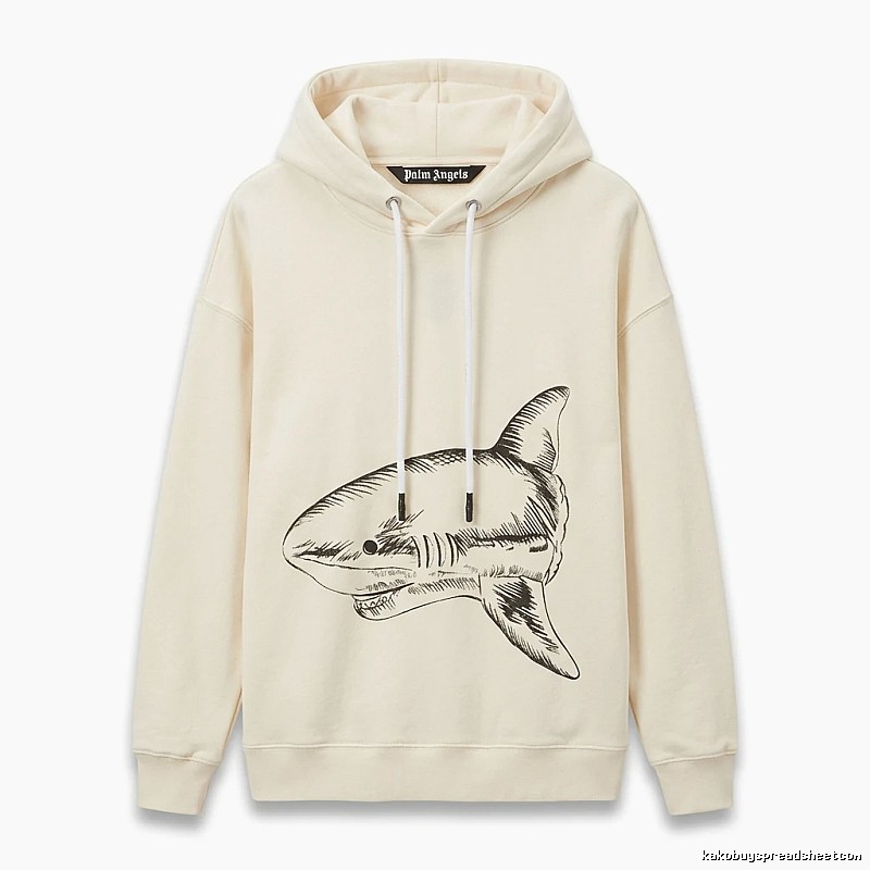 Palm Angels Shark Series Simple Style Beige Hoodie