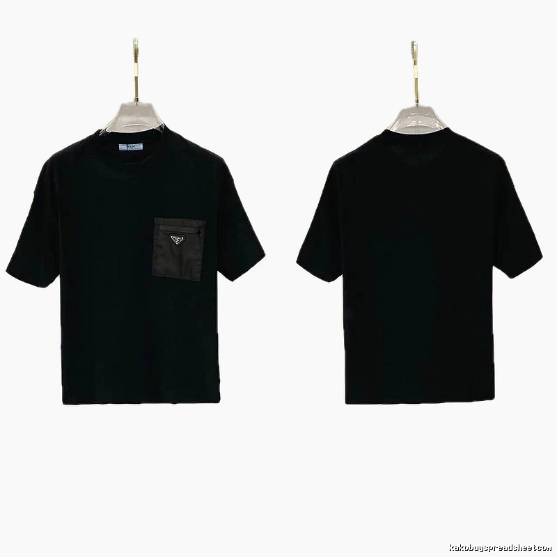 Prada Triangle Logo Minimalist Style Black Short-sleeve T-shirt