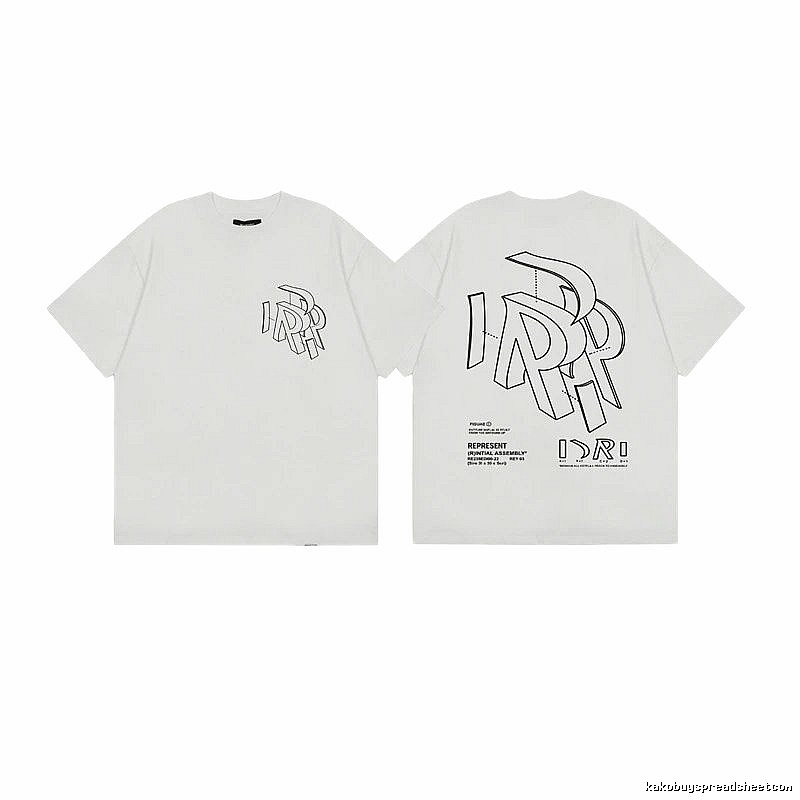Represent Geometric Print Street-style Off-white T-shirt
