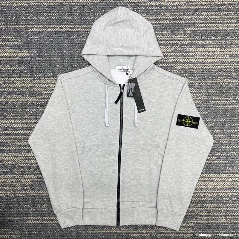 Stone Island Heather Gray Zip Hoodie Resort Wear