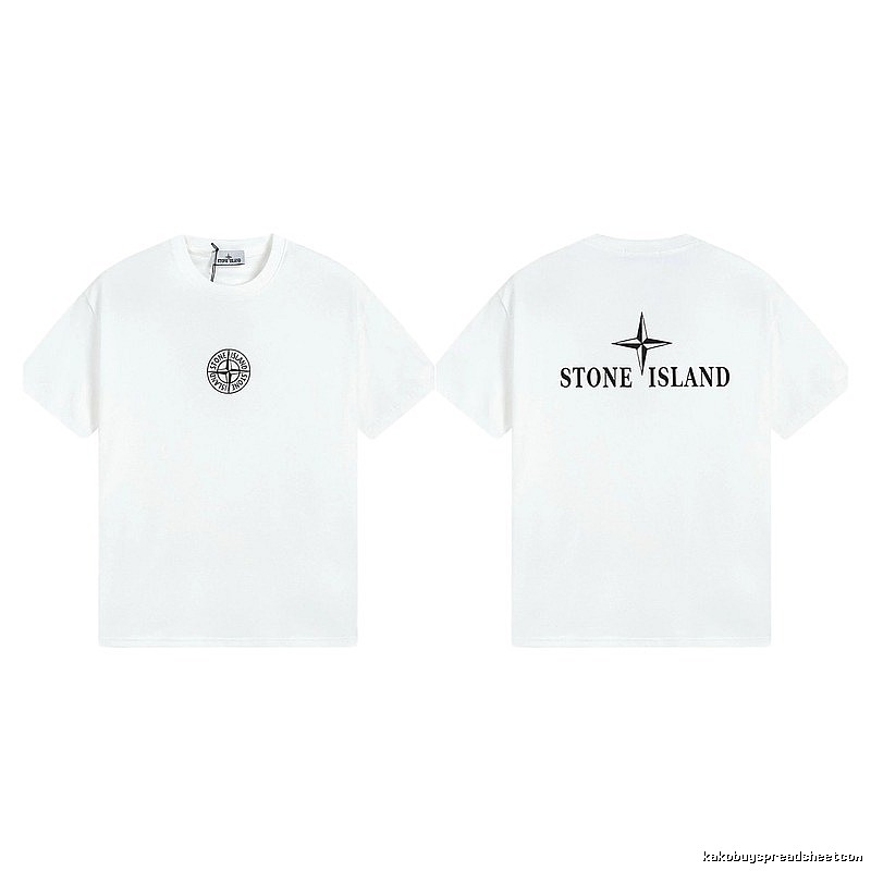 Stone Island Printed Street Style White Short Sleeve T-shirt
