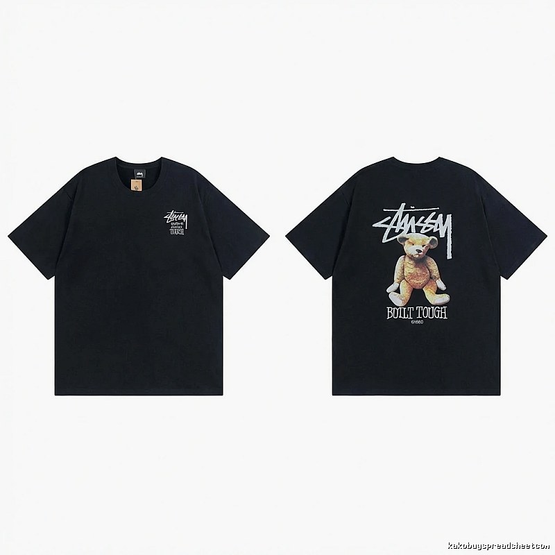 Stussy Bear Trendy Cool Style Black T-shirt