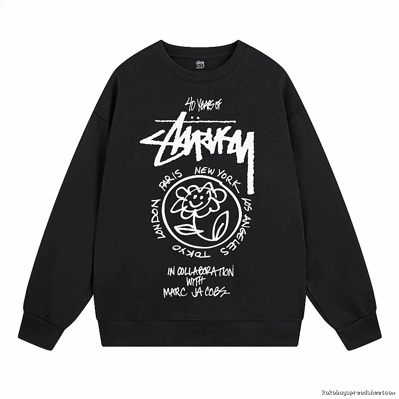 Stussy Black Style 539 Graphic SweatShirt Campus Look