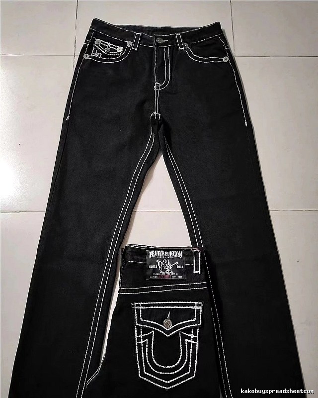 True Religion Black White Contrast Stitch Jeans Daily Styling Logo