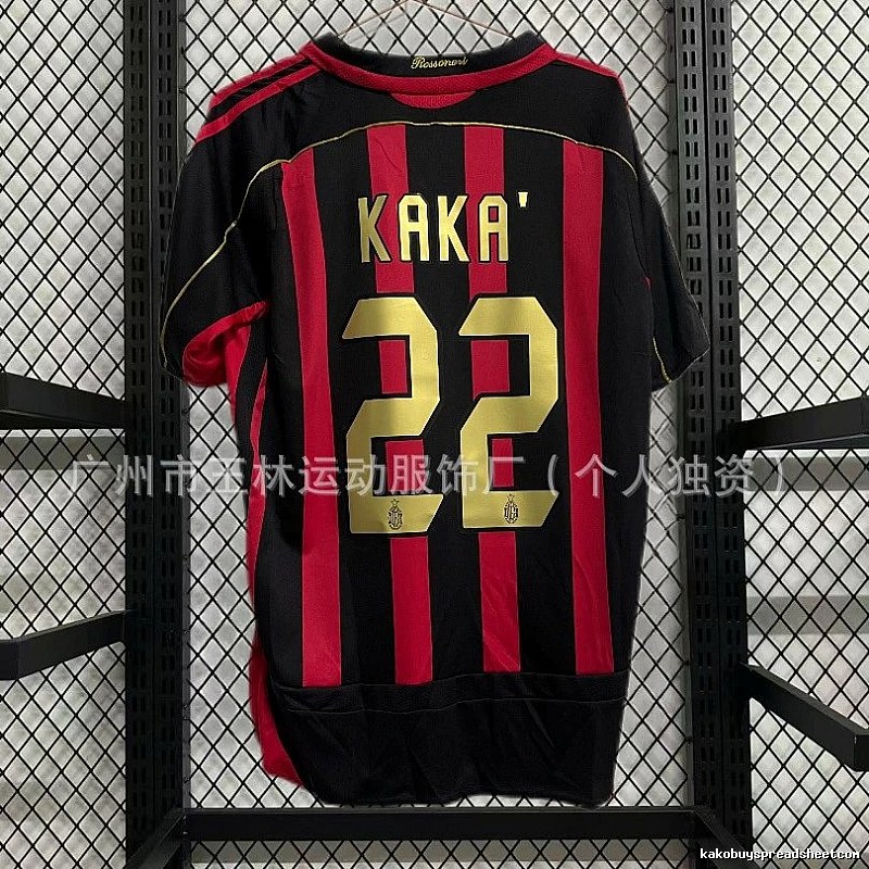 AC Milan Classic Kaka #22 soccer jersey Black Red Striped for Daily Styling