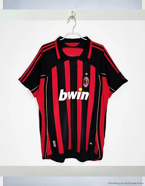 AC Milan Patterned Retro soccer jersey Red Black Striped with Polished Detail