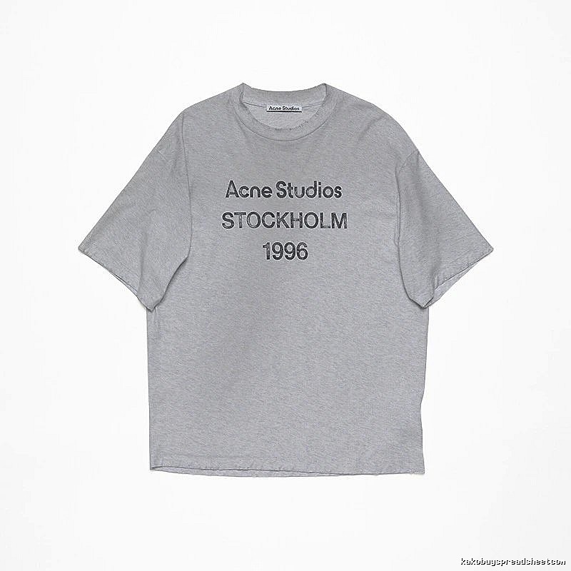Acne Studios 2090-80 Gray Style Ac908026 Stockholm Logo T-Shirt Streetwear Look