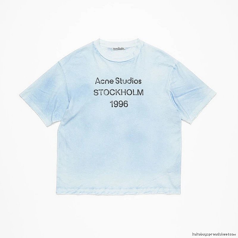 Acne Studios 2090-80 Light Blue Style Ac908046 Stockholm Logo T-Shirt Gift Ready