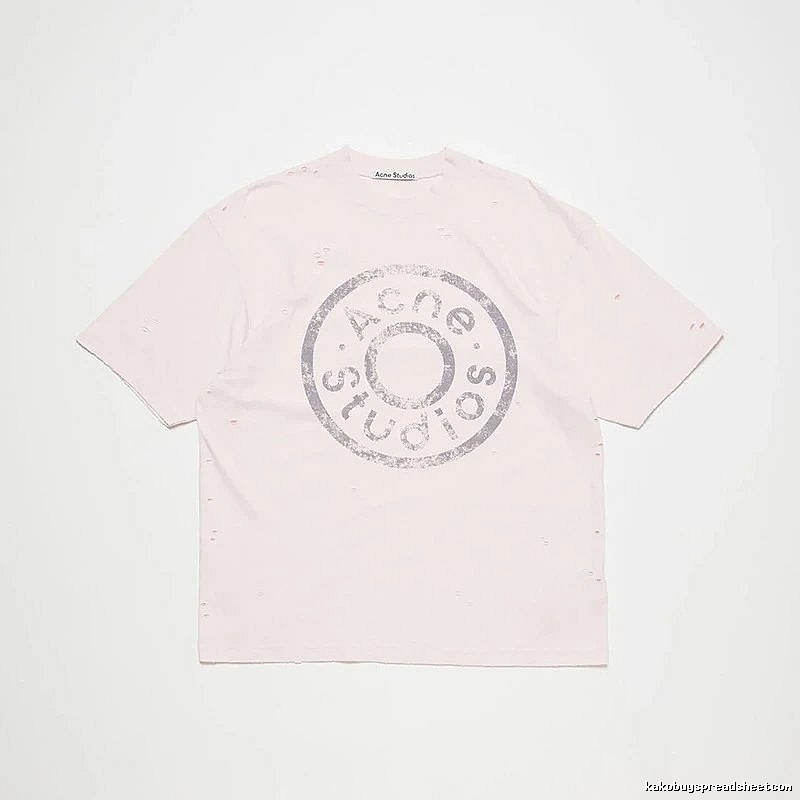 Acne Studios 2090-80 Pink Multicolor Pink Style Ac908041 Stockholm Logo T-Shirt Commuter Look