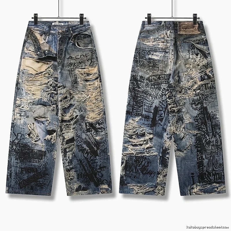 Acne Studios graffiti and ripped jeans