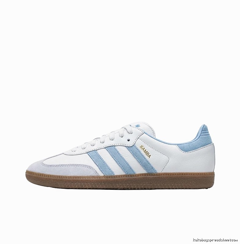 Adidas retro-style white and blue sports shoes