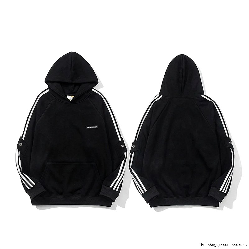 Adidas three - stripe trendy and cool black sweatshirt