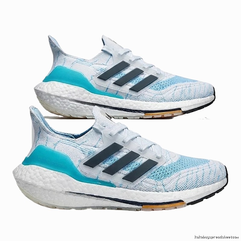 Adidas Ultraboost stylish blue and white running shoes
