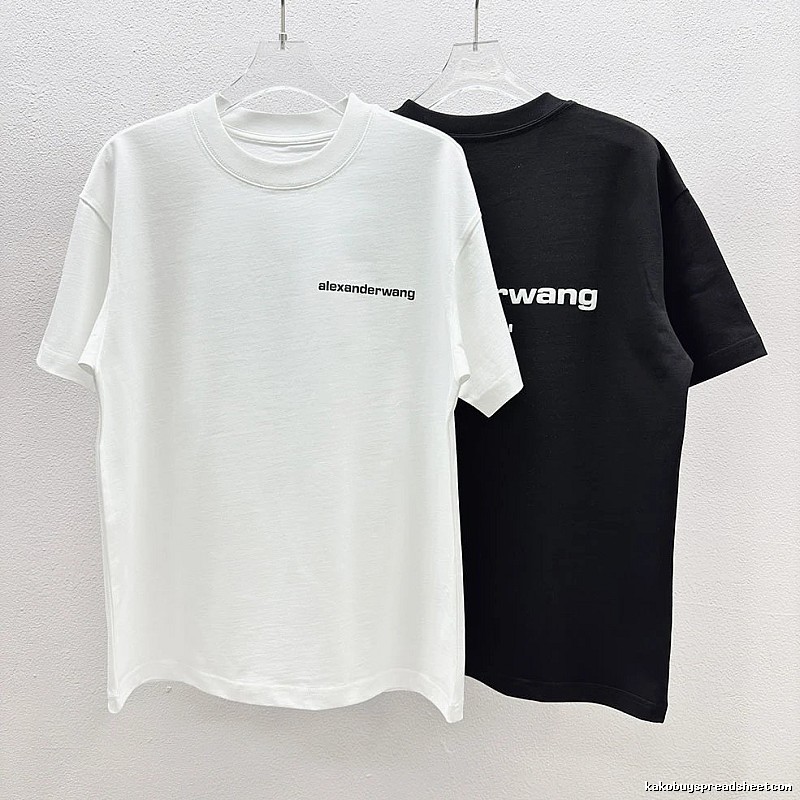 Alexander Wang Minimalist Letter Style Black and White Short Sleeve T-Shirt
