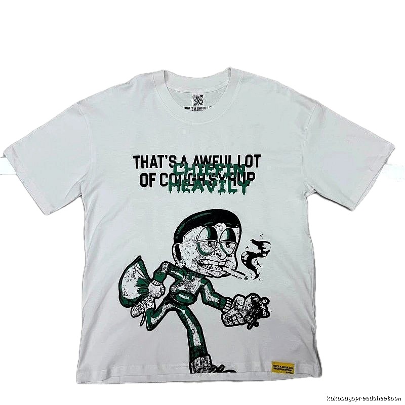ALOCS Cartoon Print Street Style White T-Shirt