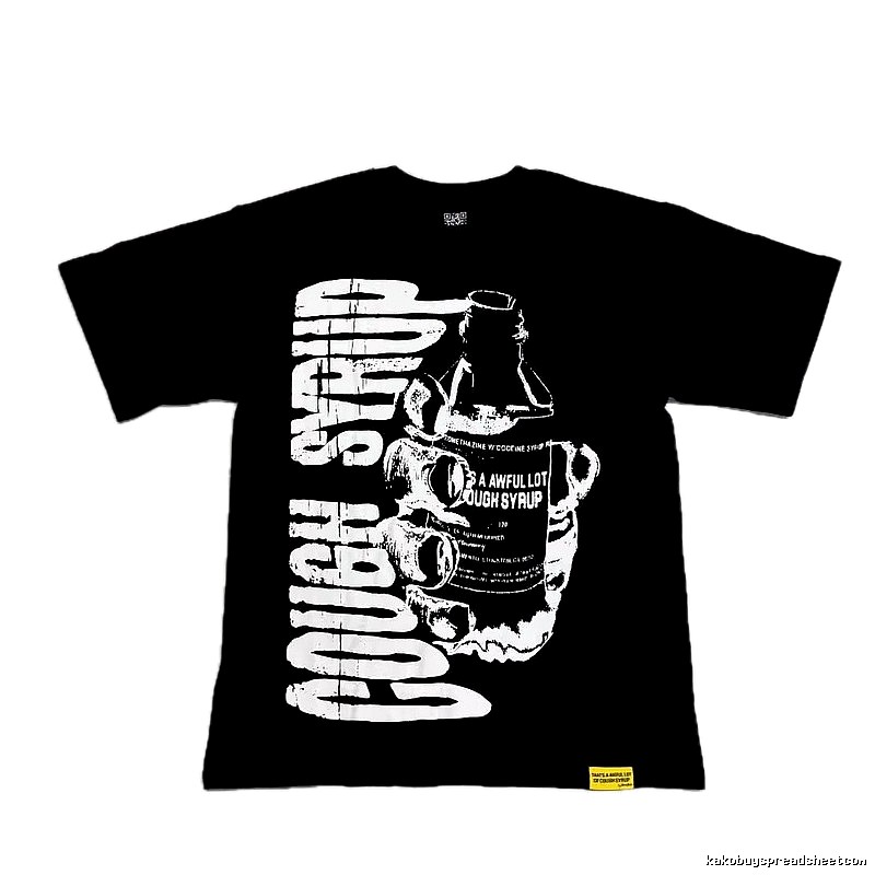 ALOCS Syrup Print Street Style Black T-Shirt