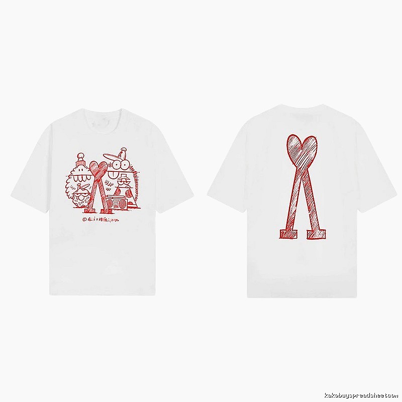 AMI Cartoon Graffiti Style Short-sleeve Shirt (White)